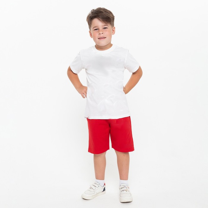Комплект для мальчика (футболка, шорты), цвет цвет белый/красный, рост 134-140 см