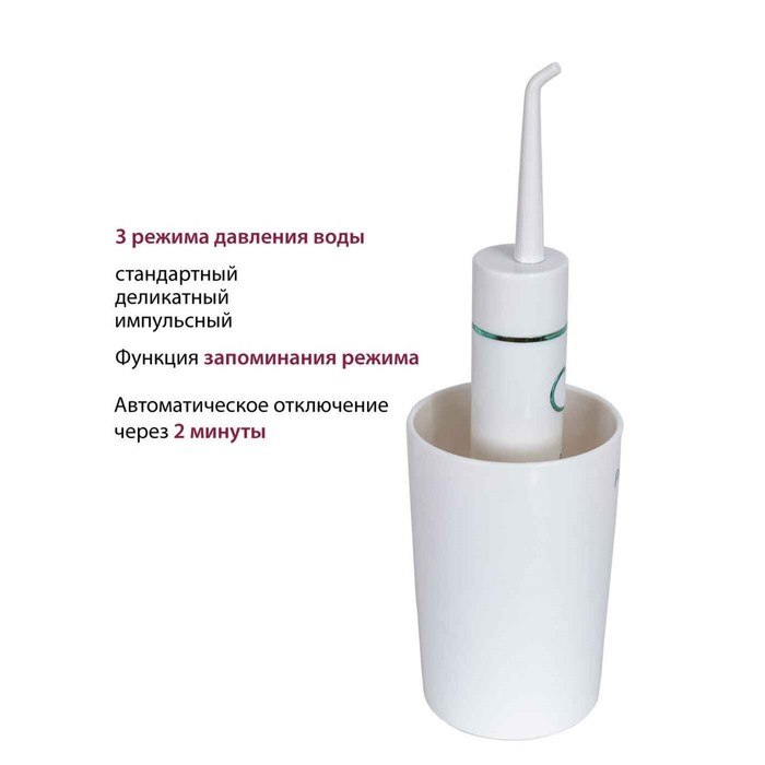 

Ирригатор полости рта Pioneer TI-1010, 320 мл, 3 режима, 2 насадки, белый