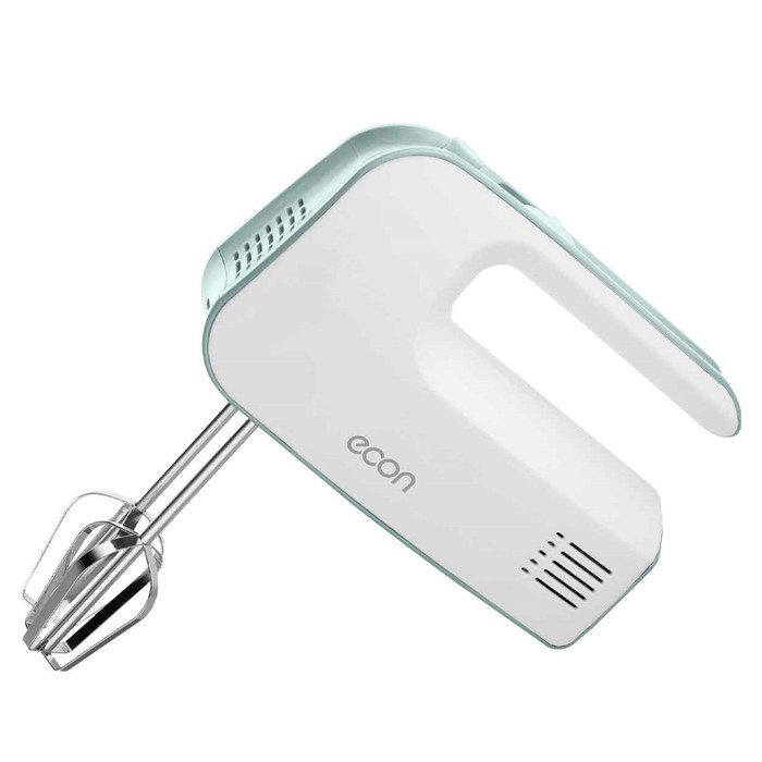

Миксер Econ ECO-104MX, ручной, 300Вт, 5 скоростей, 2 насадки, цвет белый-зелёный