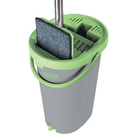 

Набор для уборки ORION 2105: швабра, ведро с отжимом и полосканием, насадка из микрофибры, 6 л, цвет серый