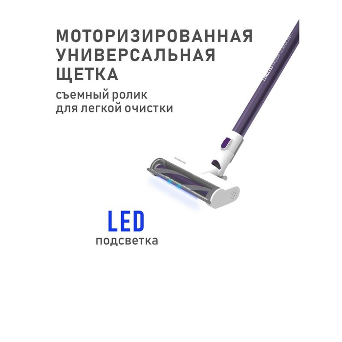 

Пылесос National NH-VS1410 вертикальный, 120Вт, 500 мл, цвет белый-фиолетовый