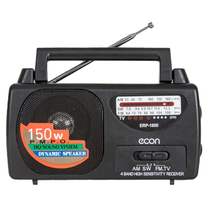 Радиоприемник Econ ERP-1600, 2Вт, 220В, FM 64-108 мГц, цвет чёрный радиоприемник econ erp 1600