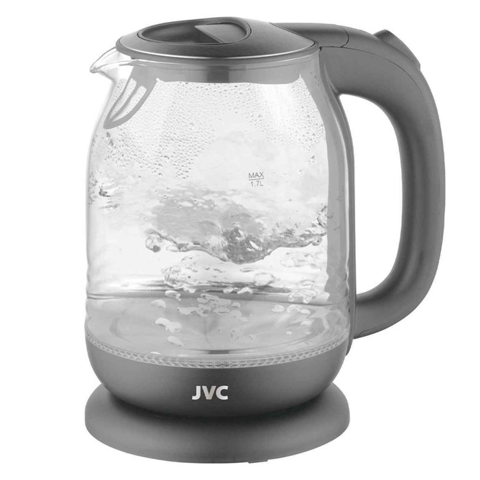цена Чайник электрический JVC JK-KE1510, стекло, 2200 Вт, 1,7 л, цвет серый