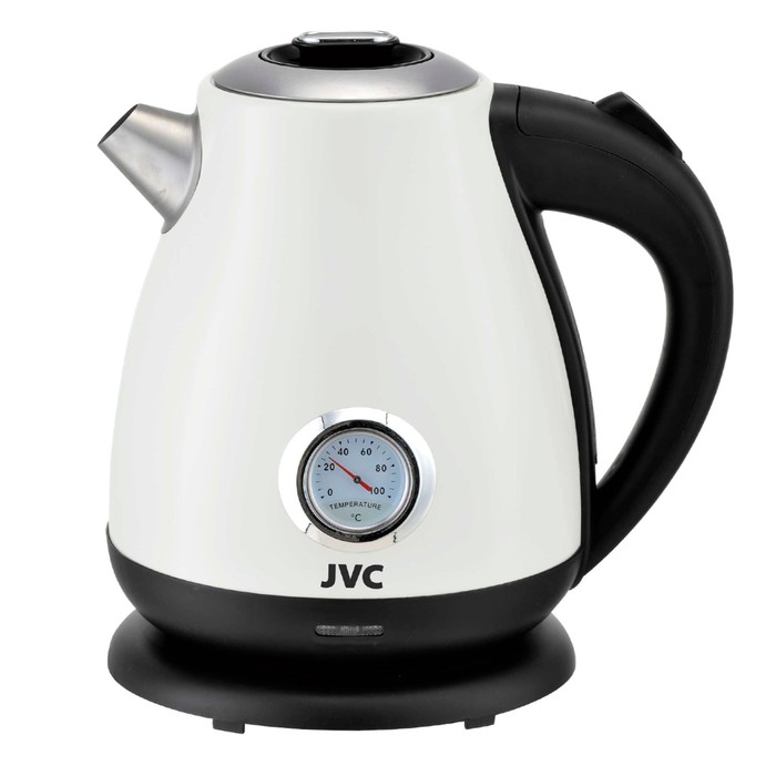 цена Чайник электрический JVC JK-KE1717, нержавеющая сталь, 2200 Вт, 1,7 л, цвет белый