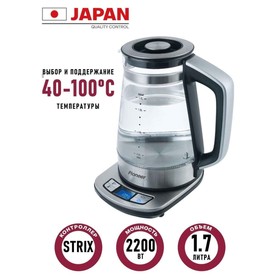 

Чайник электрический Pioneer KE816G, стекло, 2200 Вт, 1.7 л, серый