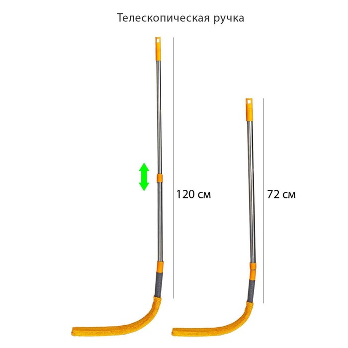 

Швабра для мытья пола ORION 1118F, плоская, гибкая, микрофибра, цвет оранжевый-серый