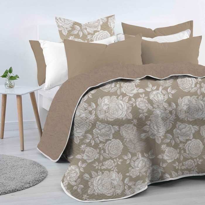 

Покрывало стёганное двустороннее Melissa Rozalia, размер 200x200 см, цвет капучино