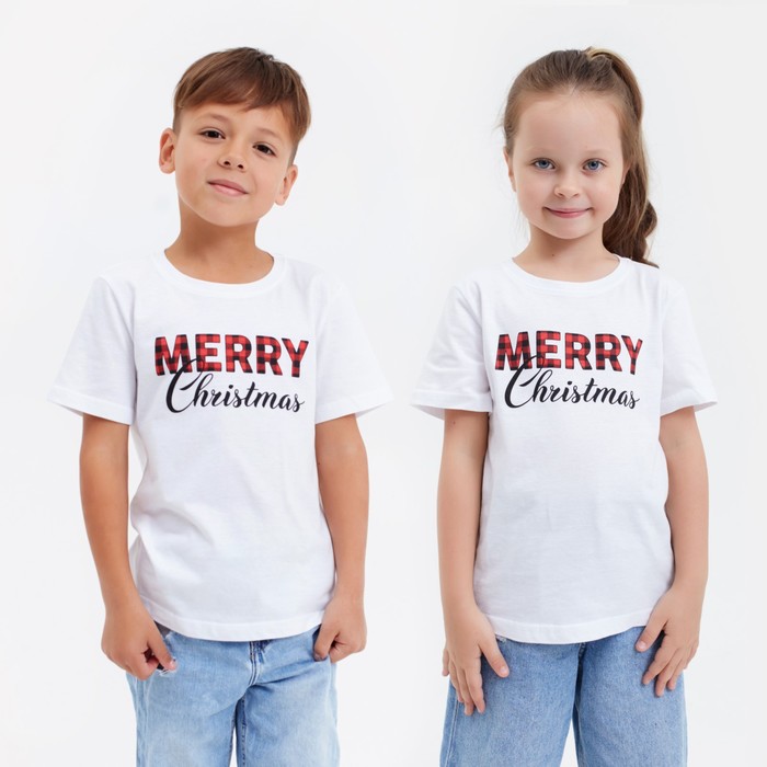 

Футболка детская KAFTAN "Merry Christmas" , размер 30 (98-104), цвет белый