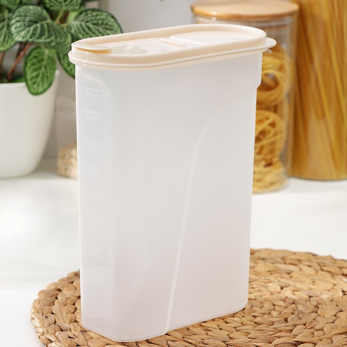 

Ёмкость для сыпучих продуктов, 2,4 л, 19×9,5×25 см, цвет бежевый