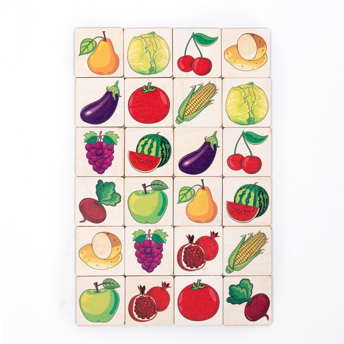 Мемори «Овощи и фрукты» 24 деревянных элемента
