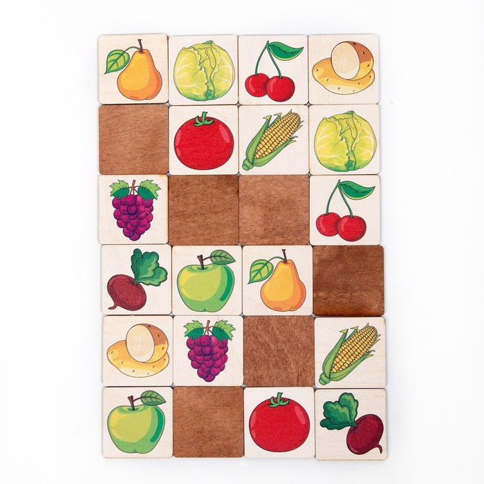Мемори «Овощи и фрукты» 24 деревянных элемента