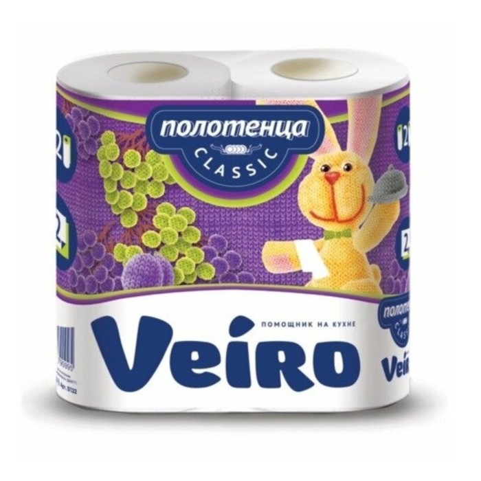 veiro бумажные полотенца classic plus 2 слоя 2 рулона 2 уп Полотенца бумажные Veiro Classic, белые, 2 слоя, 2 рулона