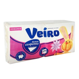 Салфетки бумажные Veiro, 24 х 24 см, белые, 1 слой, 200 л