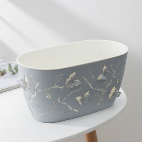 

Кашпо для цветов со вставкой Lucky Friday Butterflies, 4 л, 30×15 см, цвет жемчужно-серый