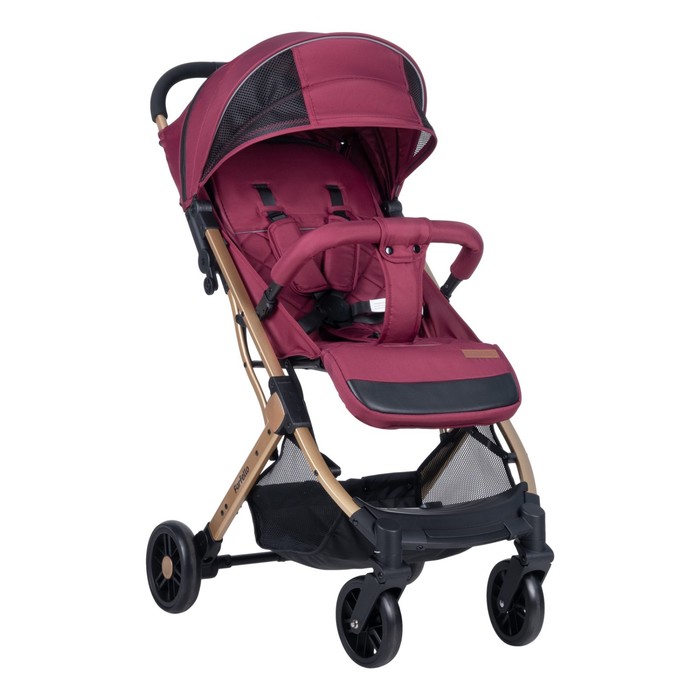Коляска детская прогулочная Farfello Comfy Go, цвет cherry/золото
