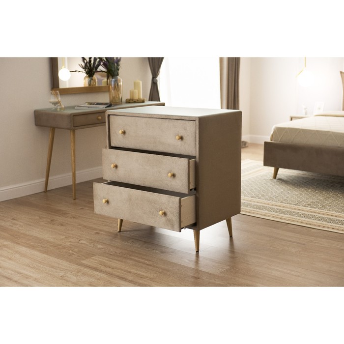 Комод «Олимпия», 3 ящика, стекло, велюр, цвет velutto 04