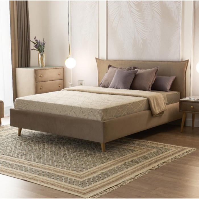 Кровать «Олимпия» без ПМ, 180×200 см, премиум велюр, цвет пески касабланки