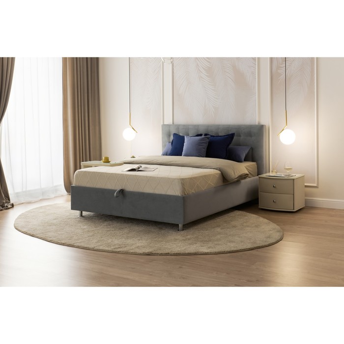 Кровать «Ла Скала» без ПМ, 140×200 см, премиум велюр, цвет лондонский туман 27728