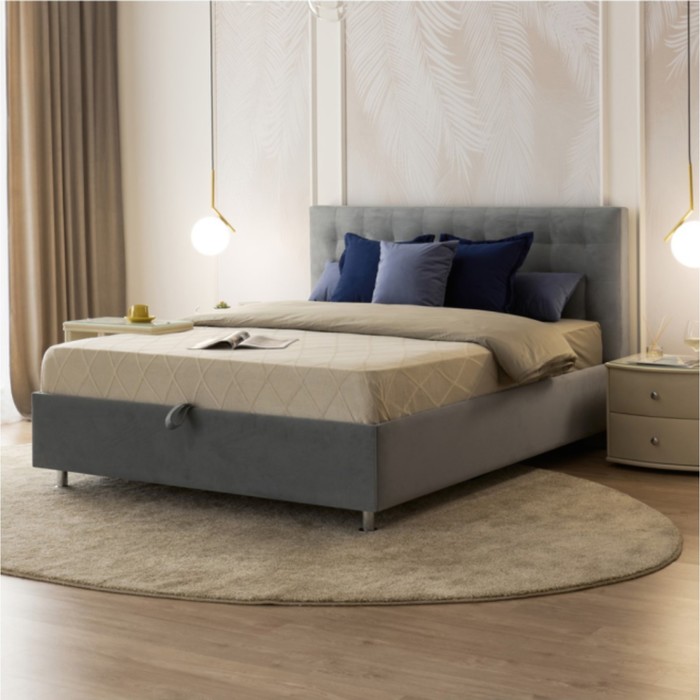 Кровать «Ла Скала» без ПМ, 160×200 см, премиум велюр, цвет лондонский туман кровать ла скала без пм 140×200 см премиум велюр цвет лондонский туман