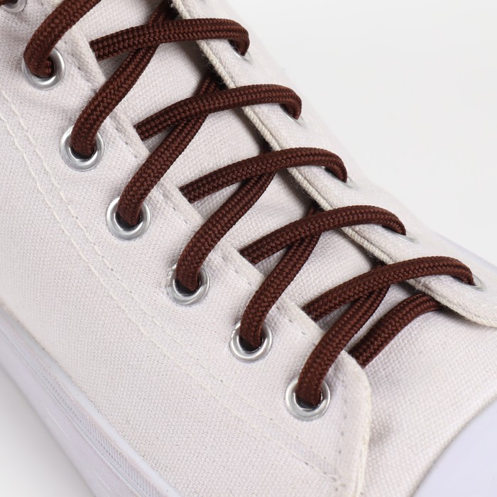 фото Шнурки для обуви, пара, круглые, d = 6 мм, 120 см, цвет коричневый