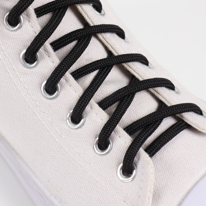 фото Шнурки для обуви, пара, круглые, d = 6 мм, 120 см, цвет чёрный
