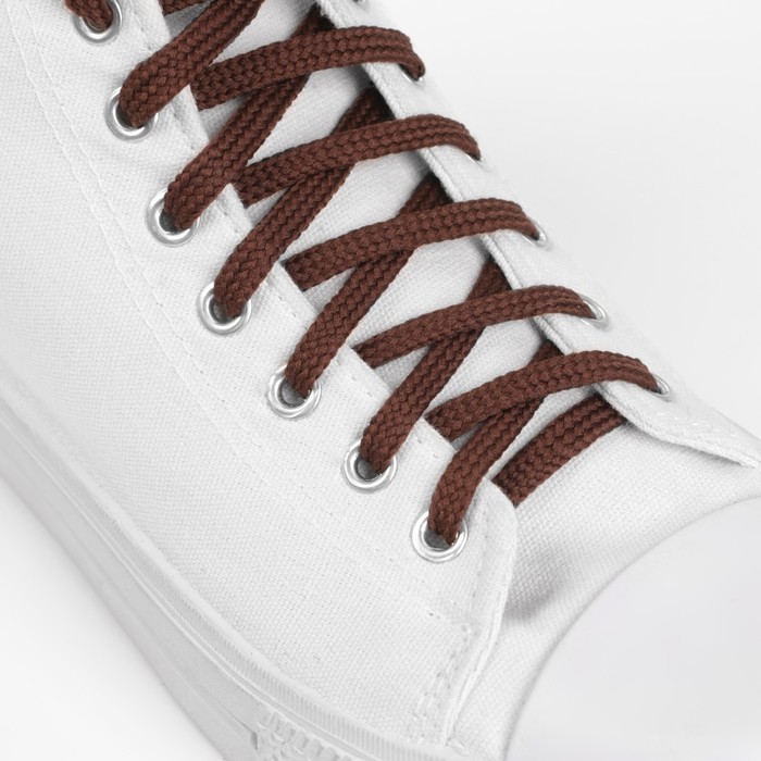 фото Шнурки для обуви, пара, плоские, 6 мм, 90 см, цвет коричневый