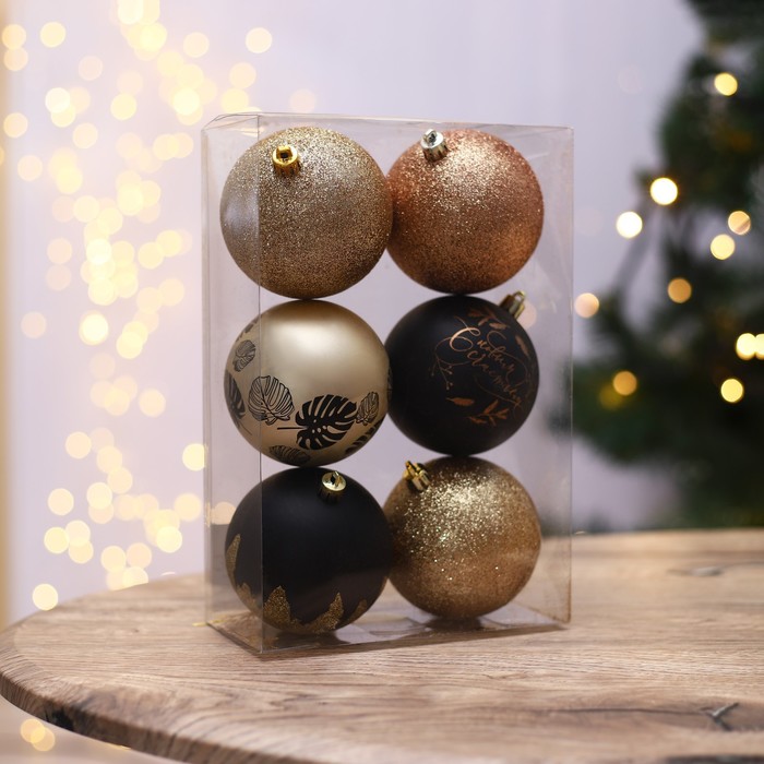 фото Набор шаров "c новым счастьем!", жемчужные и золотые, 6 штук, d-8, пластик зимнее волшебство