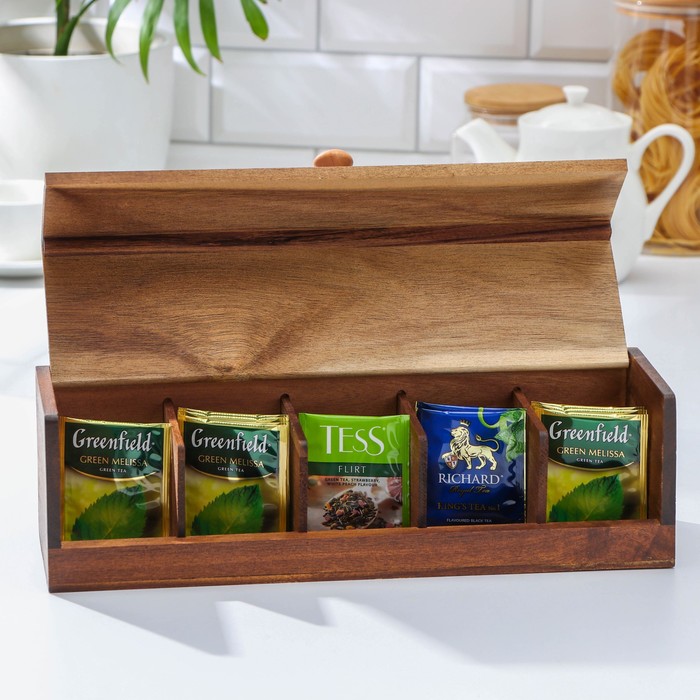 Органайзер для чая и кухонных принадлежностей, 35,8×13×10 см, тропическая акация