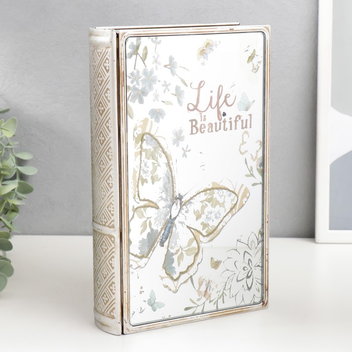Шкатулка-книга металл, стекло Бабочка. Жизнь прекрасна 26х16х5 см шкатулка книга металл кожзам бабочка на букете 26х16х5 см
