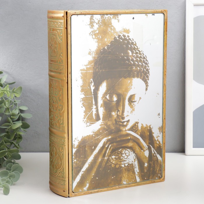 Шкатулка-книга металл, стекло Будда 30х20х6,8 см