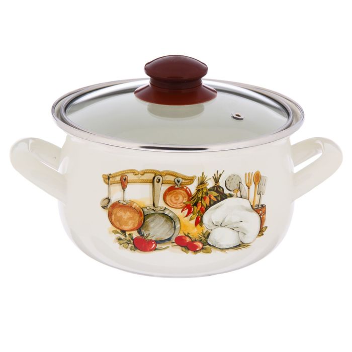 Кастрюля 2,1 л "Кухня", стеклянная крышка