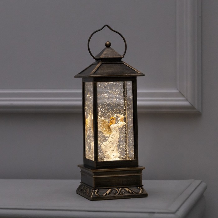 фото Светодиодная фигура «фонарь с ангелом» 10 × 27 × 10 см, пластик, батарейки аах3 (не в комплекте), usb, свечение тёплое белое luazon lighting