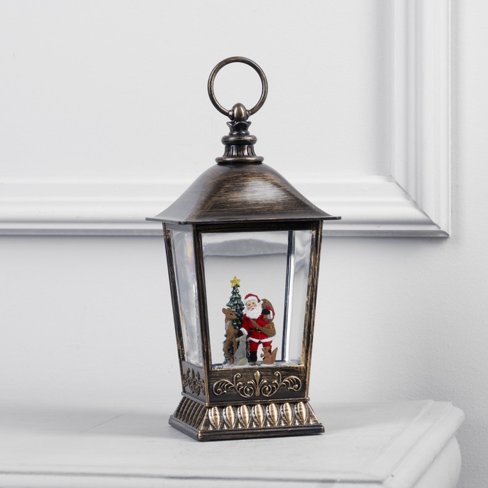 фото Светодиодная фигура «фонарь с дедом морозом» 12 × 24 × 12 см, пластик, батарейки аах3 (не в комплекте), usb, свечение тёплое белое luazon lighting