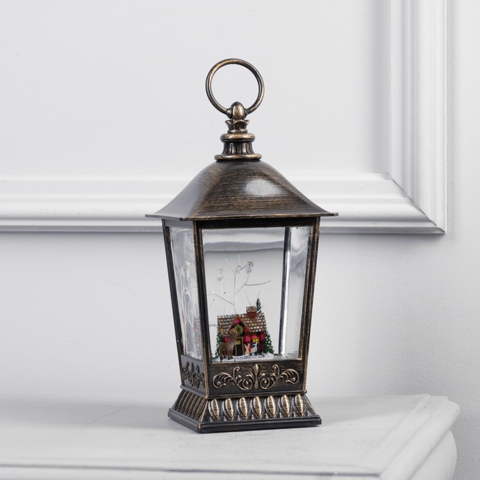 фото Светодиодная фигура «фонарь с домиком» 12 × 24 × 12 см, пластик, батарейки аах3 (не в комплекте), usb, свечение тёплое белое luazon lighting