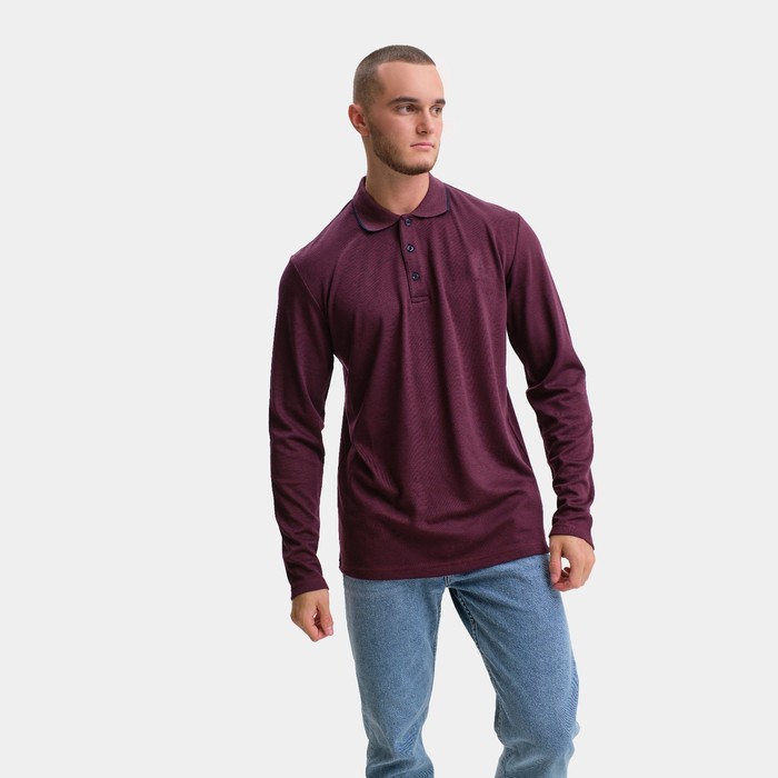 цена Поло мужское с длинным рукавом, цвет бордовый, размер 46 (M)