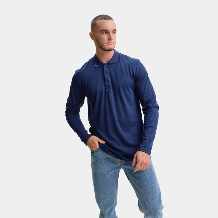 

Поло мужское с длинным рукавом, цвет тёмно-синий, размер 50 (XL)