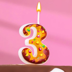 Свеча для торта "Печенье с шоколадной глазурью", цифра 3, 15,5 см
