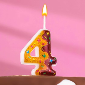 Свеча для торта "Печенье с шоколадной глазурью", цифра 4, 15,5 см