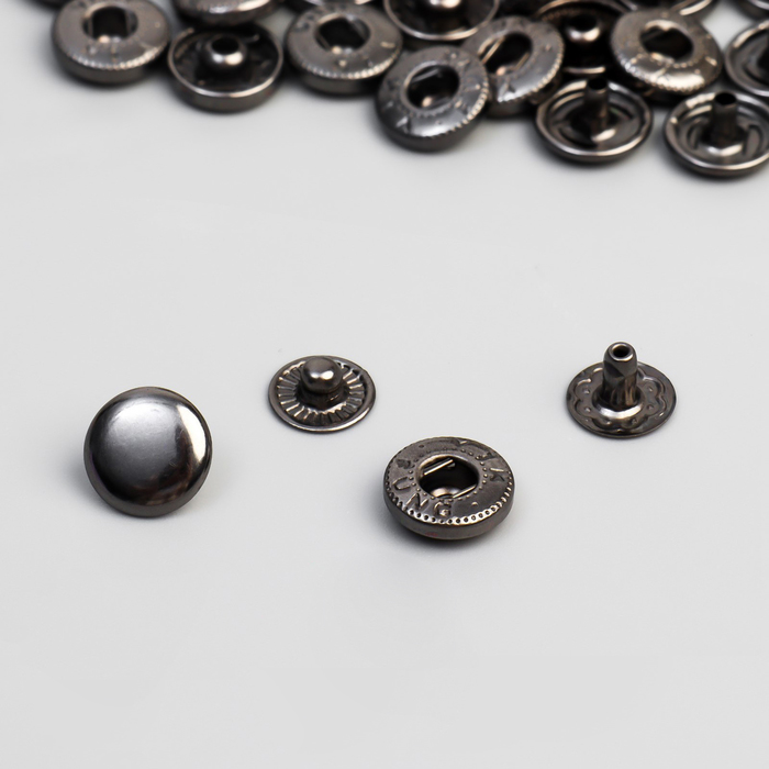 Кнопка S-образная, железная, d = 10 мм, цвет чёрный никель
