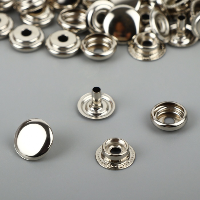 Кнопка О-образная, железная, d = 12,5 мм, цвет серебряный