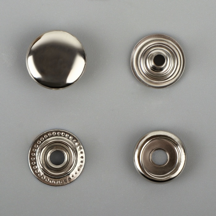 Кнопка О-образная, железная, d = 12,5 мм, цвет серебряный