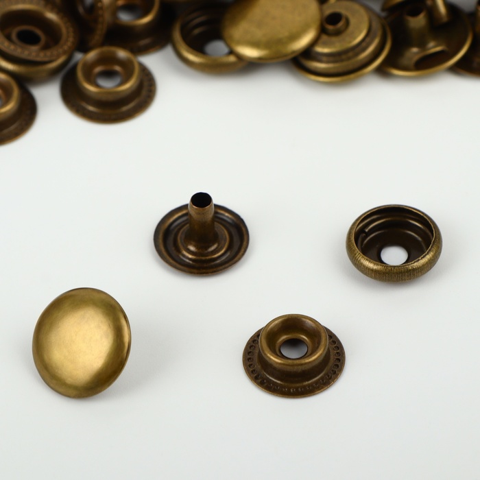 Кнопка О-образная, железная, d = 12,5 мм, цвет бронзовый