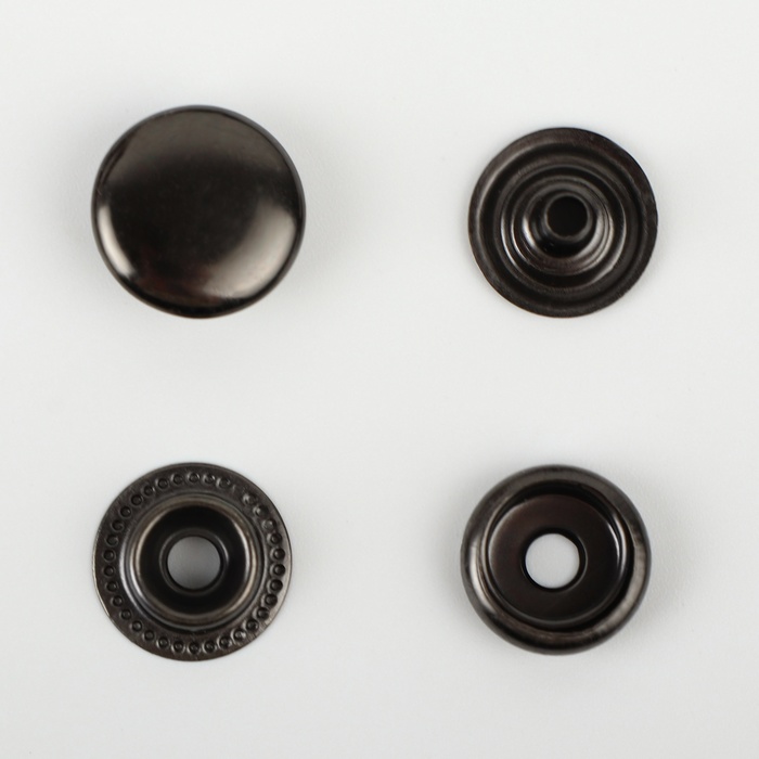 Кнопка О-образная, железная, d = 12,5 мм, цвет чёрный никель