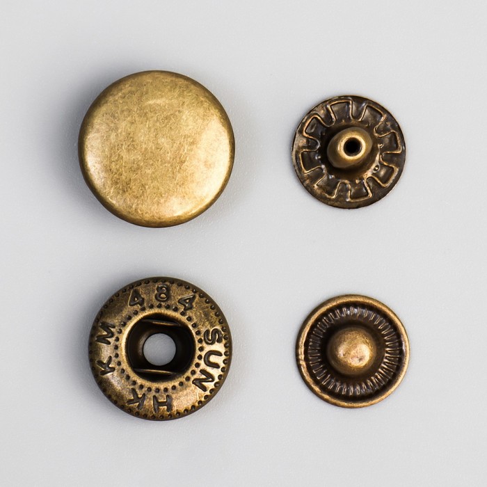 Кнопка S-образная, железная, d = 15 мм, цвет бронзовый