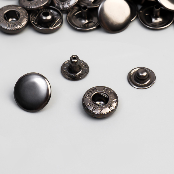 Кнопка S-образная, железная, d = 15 мм, цвет чёрный никель