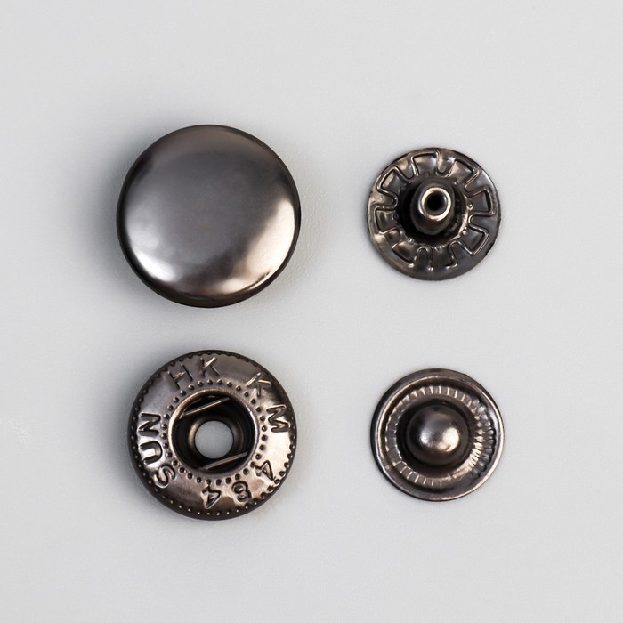 Кнопка S-образная, железная, d = 15 мм, цвет чёрный никель