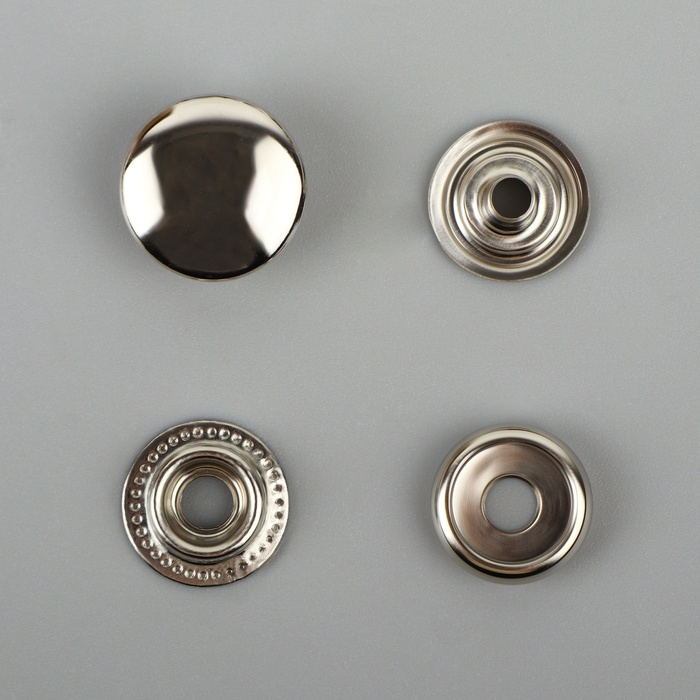 Кнопка О-образная, железная, d = 15 мм, цвет серебряный