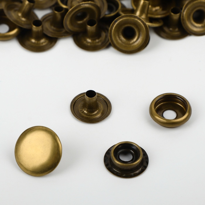 Кнопка О-образная, железная, d = 15 мм, цвет бронзовый