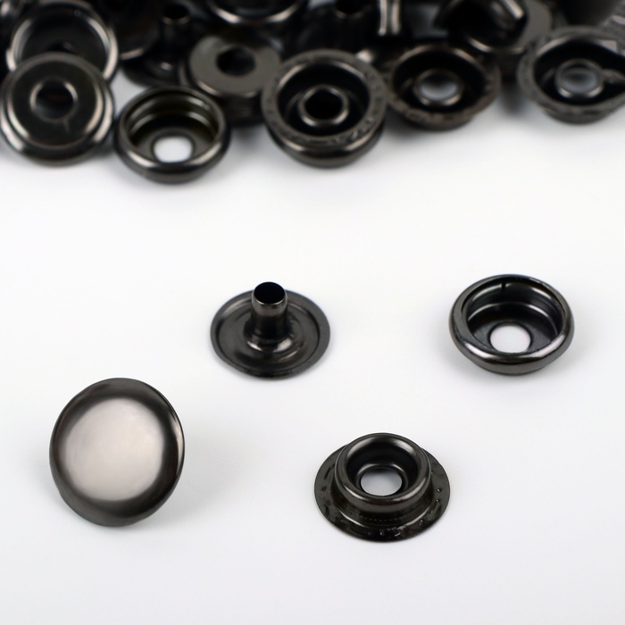 фото Кнопка установочная, омега (о-образная), железная, d = 15 мм, цвет чёрный никель