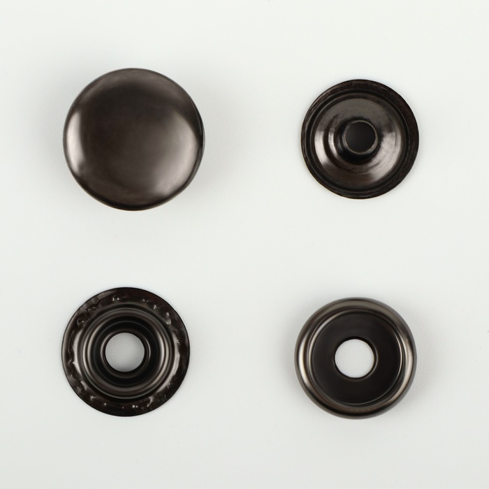 Кнопка О-образная, железная, d = 15 мм, цвет чёрный никель